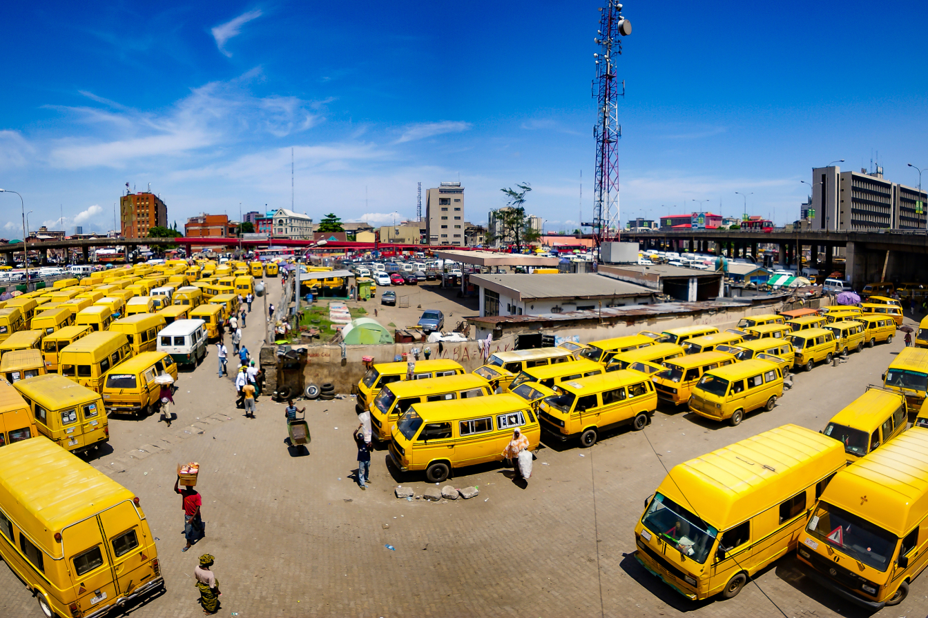 Fig. 1, Danfo Buses at Obalende Bus Stop, Lagos, Nigeria.